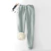 Women's Fashion Solid Color Sports Loose Thickened Thick Fleece Warm Pants