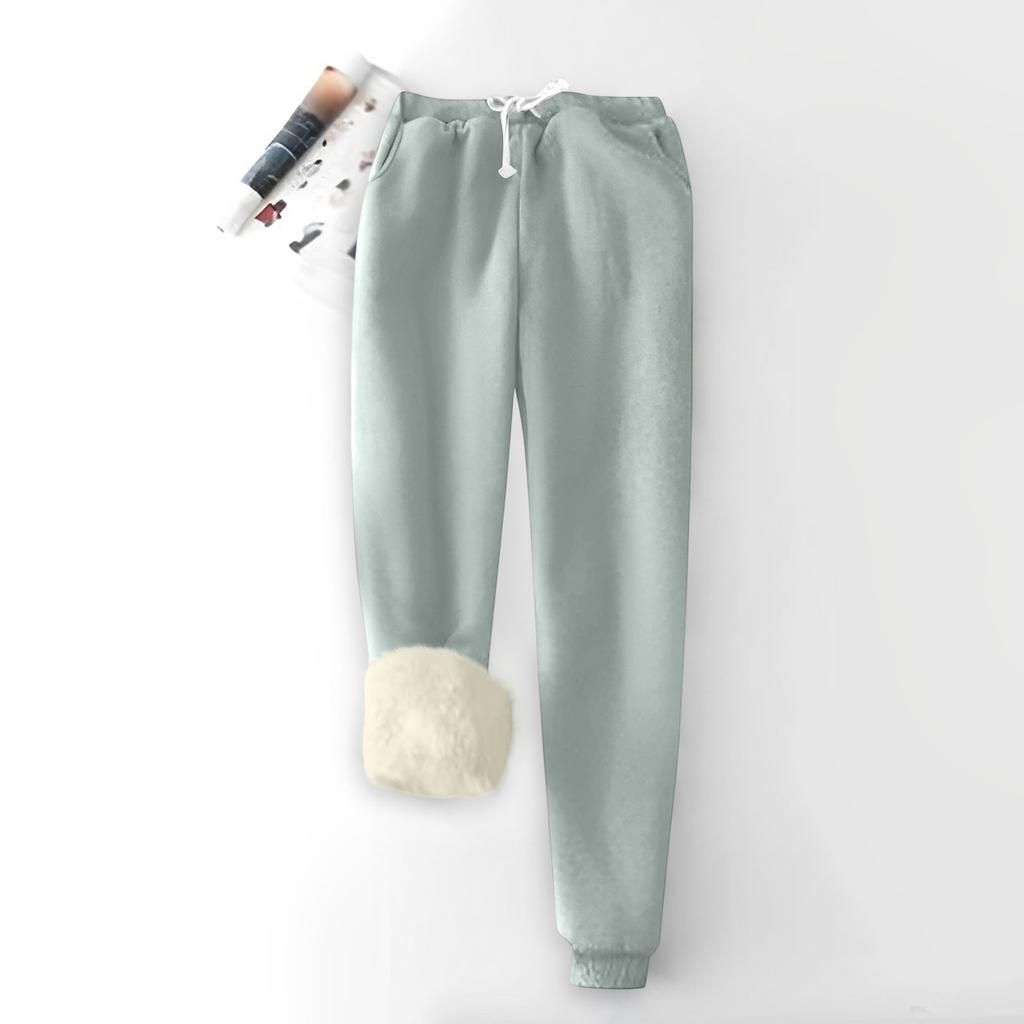 Women's Fashion Solid Color Sports Loose Thickened Thick Fleece Warm Pants