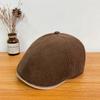 Corduroy Advance Hat Women's Autumn and Winter British Retro Beret Versatile Painter Hat Japanese Style Literary Peaked Hat