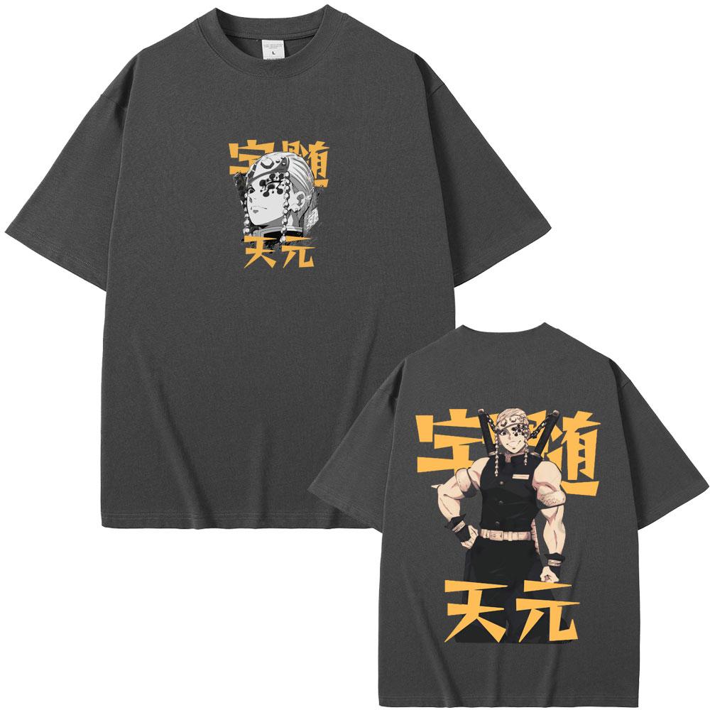 Anime Demon Slayer Uzui Tengen Graphic T-shirt Muscle Mouse Funny Meme T Shirts TopsMen Women Manga Oversized Crewneck Tshirt