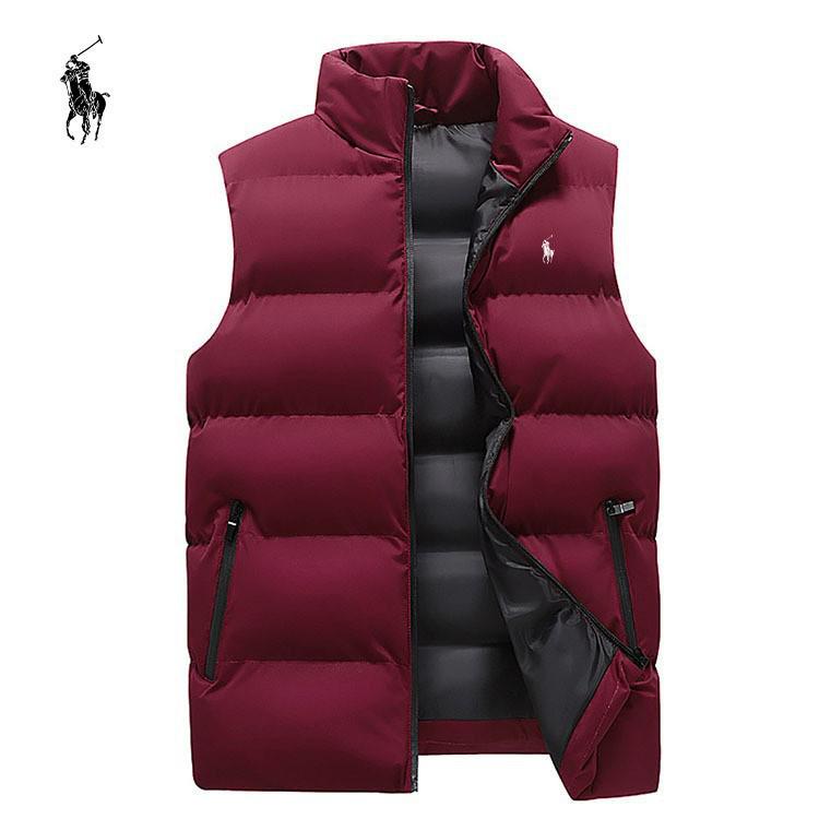 

Чоловіча вітрозахисна бавовняна жилетка з коміром-стійкою - Тепла, з оксамитовою підкладкою, Повсякденний стиль Гонконгу для Осені/Зими L