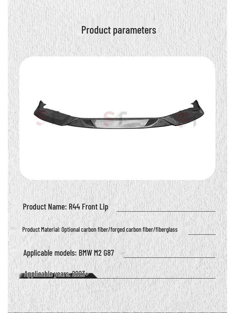 BMW M2 G87 R44 Style Carbon Fiber Front Lip Spoiler Diffuser