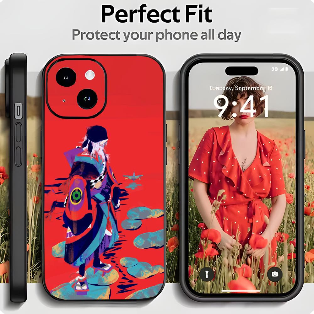 Classic Horror Ukiyoe mononoke K-Kusuriuri Phone Case Black Matte Thin Phone Case For iPhone17 16 15 14 13 ProMax