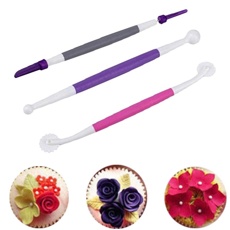 3-Piece Carving & Venting Needle Fondant Cake Decorating Set for DIY Baking