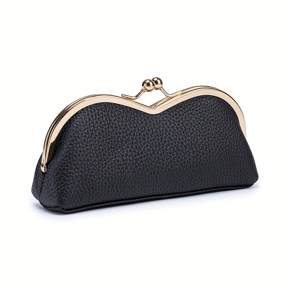 

New Genuine Leather Creative Glasses Case, Unique Portable Fashion Glasses Pouch with Clasp, Women s Eyebrow Pencil Holder чёрный