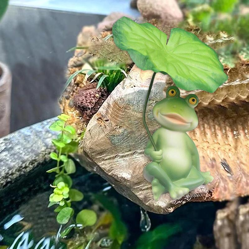 

Декор в виде фигурок лягушек из смолы - Милая статуэтка лягушки с зонтиком для сада на открытом воздухе/в помещении, Забавная скульптура животного в подарок для любителей лягушек зелёный