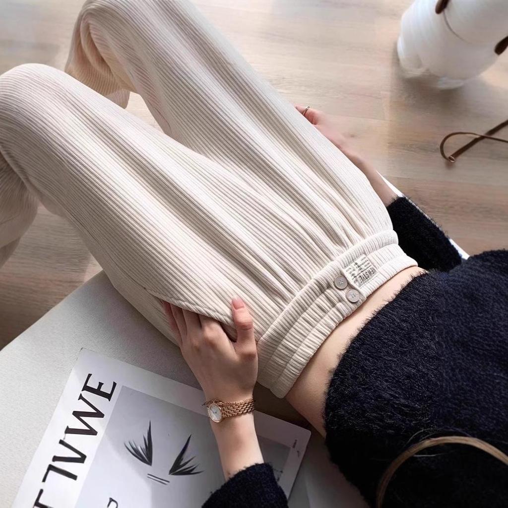 Cordhose mit hohem Bund und weitem Bein - Damen Herbst/Winter Fleecegefütterte lockere Hosen mit geradem Bein