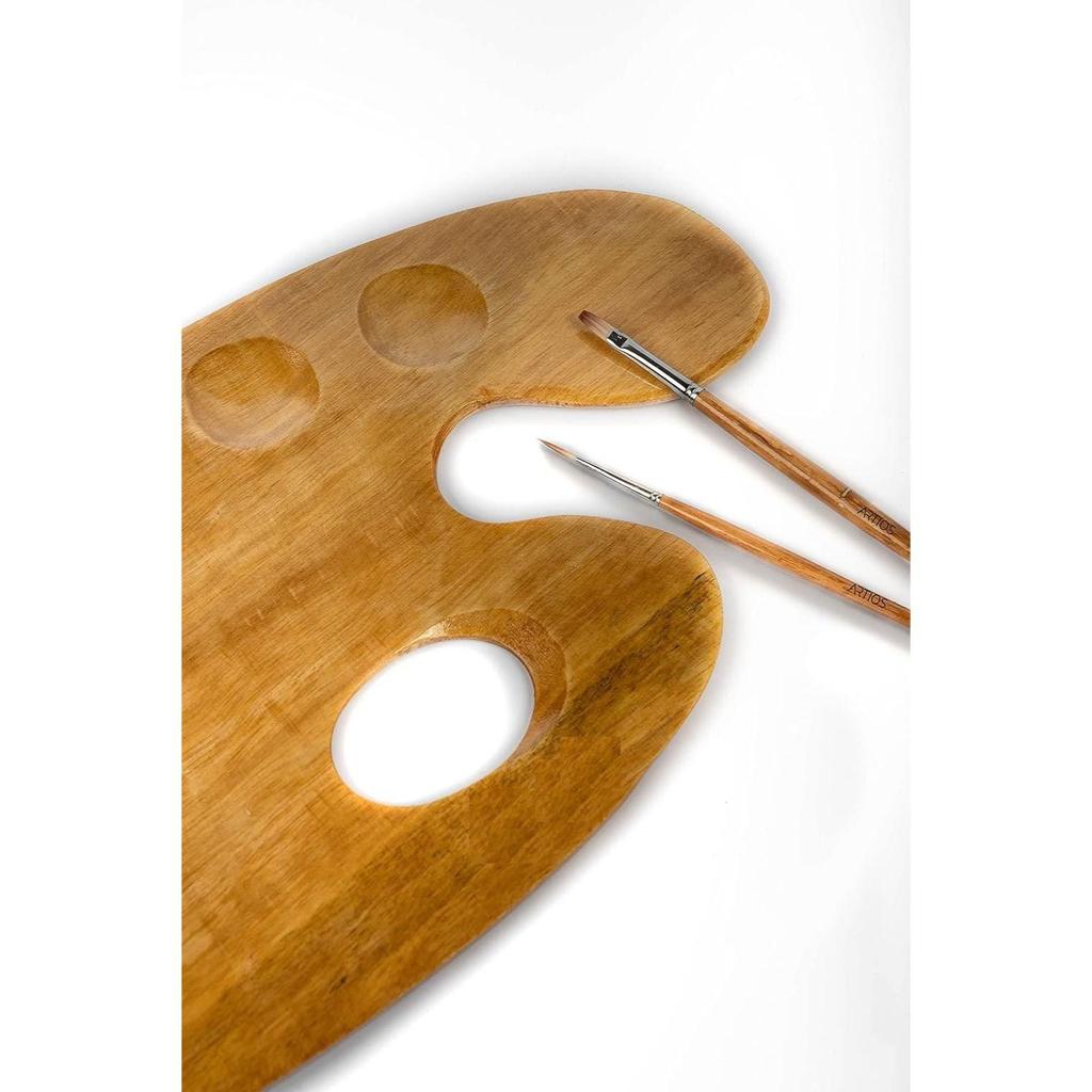 Wooden Painting Palette - 36x20cm Handmade Paint Palette with Thumb Hole for Acrylic, Oil, Watercolor,