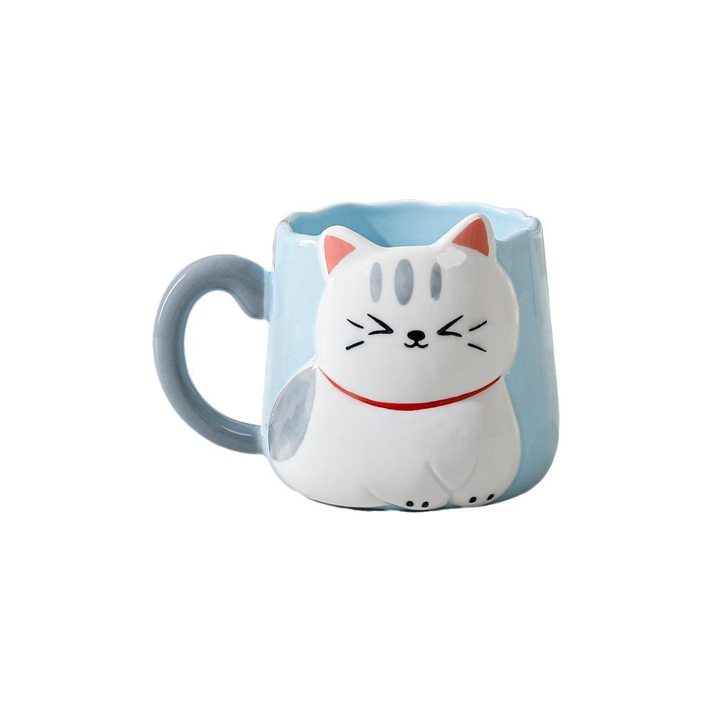 

3D Embossed Coffee Cup Hand Painted Water Cup Novelty Ceramic Mug Gift Giving синій