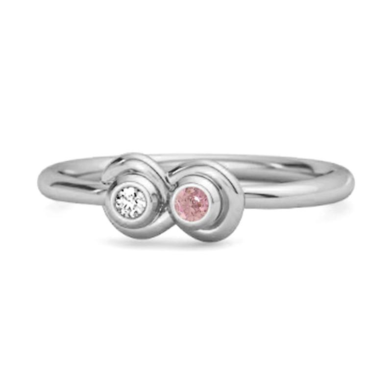 

925 Sterling Silver Pink Topaz Twin Bezel Minimalist Women Wedding Ring 9.5 біле золото кольору
