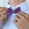 Bow Tie Grid Pattern Skin-friendly Polyester Wedding Formal Meeting Necktie for Men