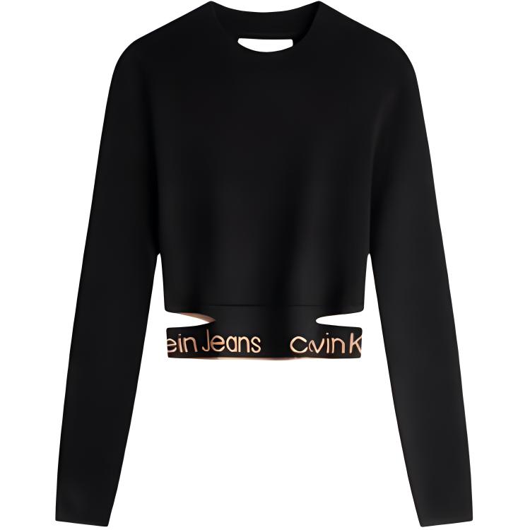 

Calvin Klein Simple Short Knit Sweater Women tops Space-Black ZW02294-0-M XS