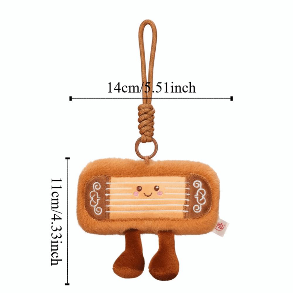 Simulated Instrument Plush Toy Keychain Kawaii Stuffed Chinese Zither Doll Pendant Comfort Cartoon Guzheng Plush Pendant