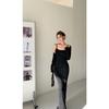 French Light Luxury High-end Black Floral Slit Suspender Dress Fashion Casual Women's Hip Long Skirt