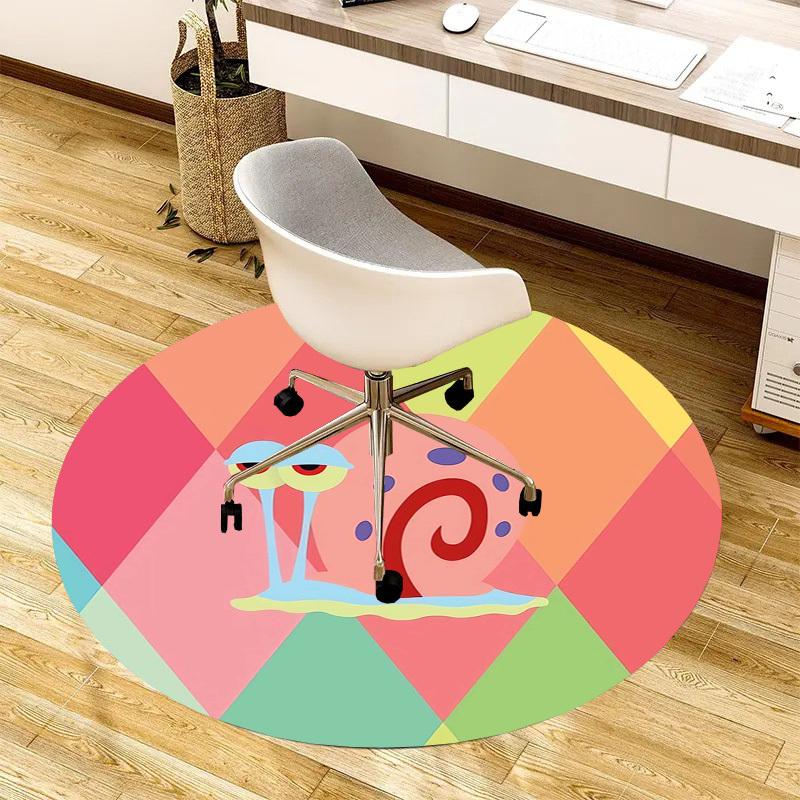 1pc Colorful Snail Illustration Round Carpet, Made of Polyester,Perfect for Decorating Office Chairs, Living Rooms,fplt187