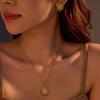 GEMCHIC Women's 18K Gold Plated Stainless Steel Sunflower Zircon Pendant Necklace Set