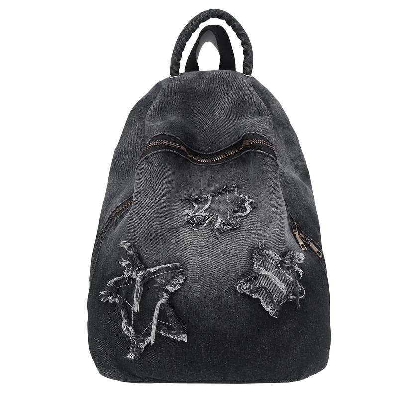 Rucsac Școlar pentru Elevi Rucsac Denim cu Gradient pentru Elevi de Gimnaziu