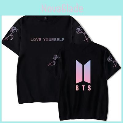 Bts Print T-Shirt Kurzarm Baumwolle Freizeitkleidung Für Fans Mode