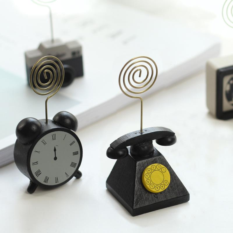 

Retro Wooden Camera-Shaped Desktop Clip for Photos and Cards Camera