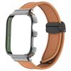 Leather Watch Band Replacement Band Lychee Texture Strap for Fit 3 Wristband Sweatproof Bracelet with Metal Frame