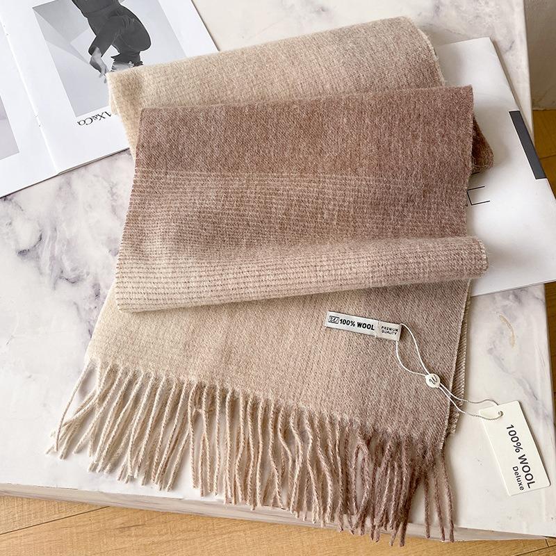 Maillard brown wool100 pure wool scarf men and women couple simple British plaid warm scarf