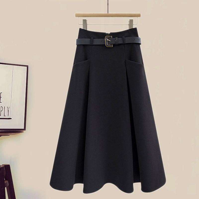 Autumn Women's Suit New Fashion Temperament Age-reducing Knitted Top Slimming Skirt Two-piece Set