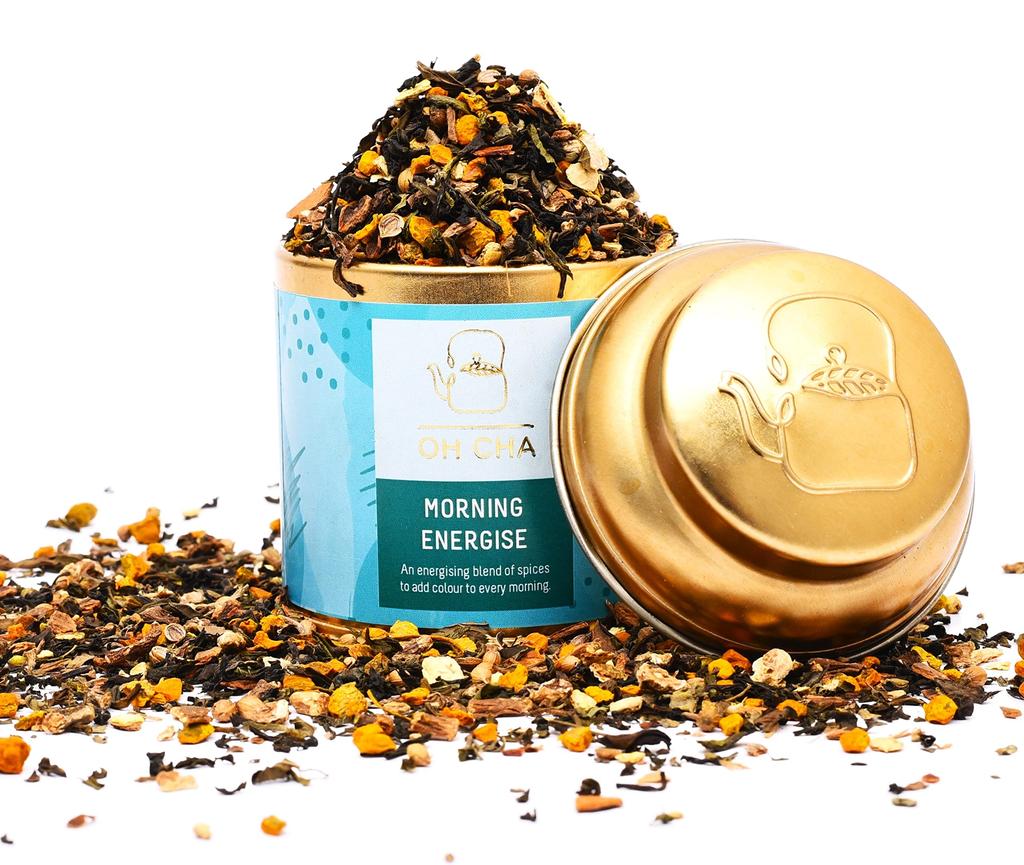 OH CHA Green Tea Morning Energise Blended With 11 Magical Herbs 100% Natural Garden Fresh Whole Leaf Wellness Tea Helps In Digestion Metabolism W