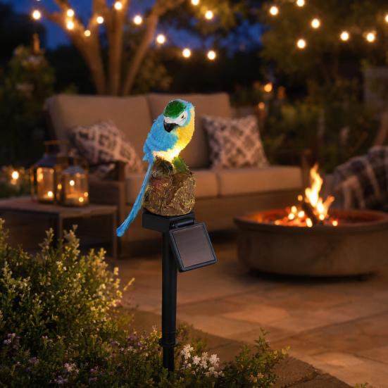 Solar Parrot Garden Light, Outdoor Resin LED Lawn Lamp, Cute Animal Yard Decor for Pathway Patio, Waterproof Landscape Night Light