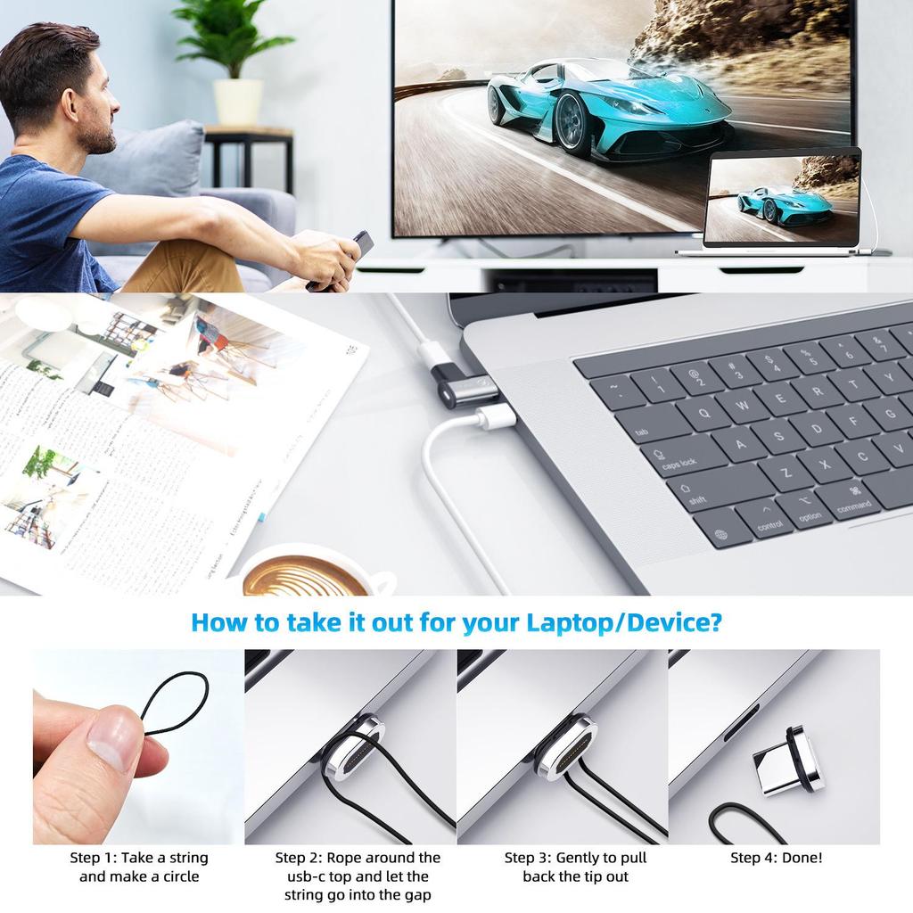 Magnetyczny adapter USB-C 24-pinowy do szybkiego ładowania PD100W - Kompatybilny z USB 3.1