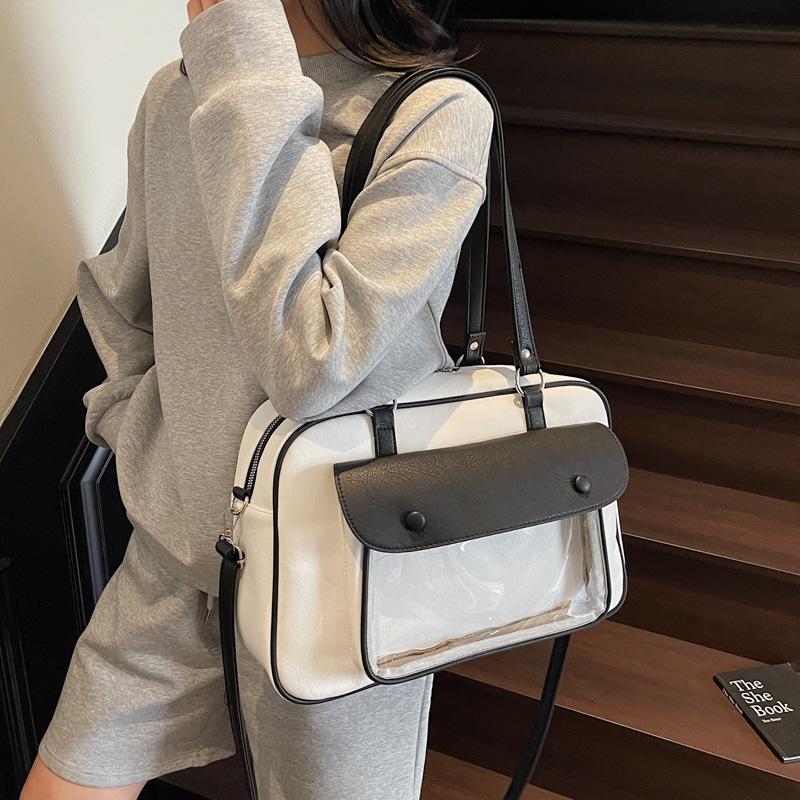 Гонконгский ветровой локомотив ins цветовая схема прозрачная женская сумка через плечо японская и корейская новая вместительная сумка для йоги