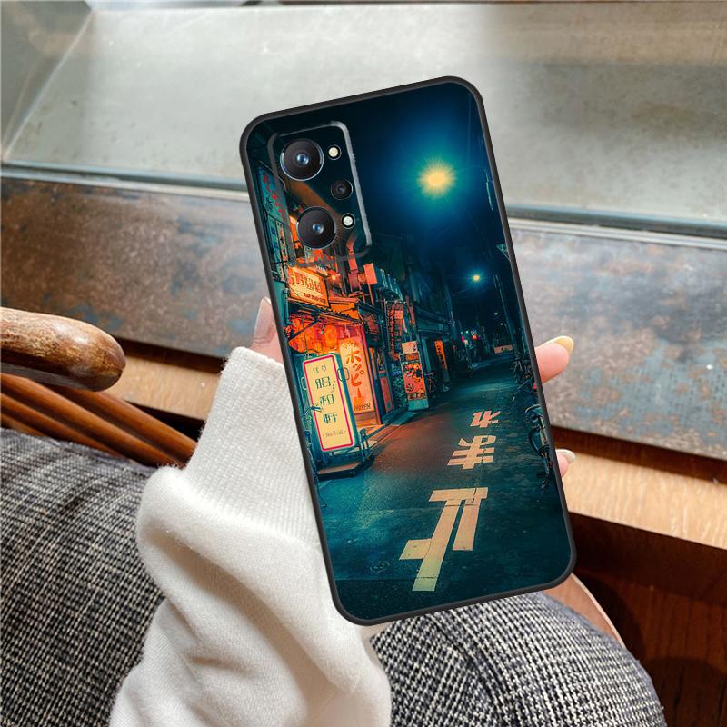 Japanese Night City Aesthetic Case For Realme 11 12 13 14 Pro Plus C53 C55 C51 C25 C63 C61 C65 C67 C71 C75 GT6 GT7 15 Pro