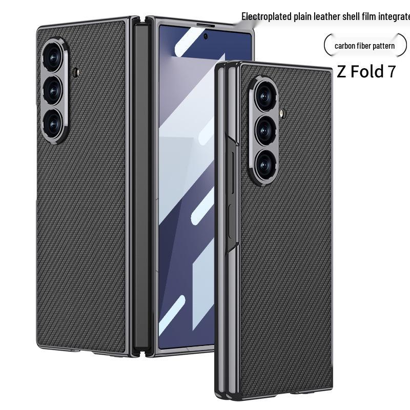 Solid Color Electroplated Leather Case for Samsung Z Fold7