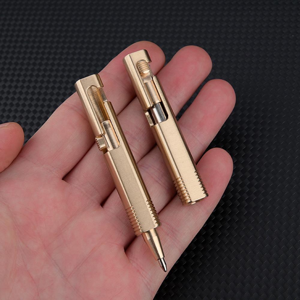 All-Metal Mini Brass Pen Easy Carry Neutral Ballpoint Pen Travel Pocket Pen Signature Gift