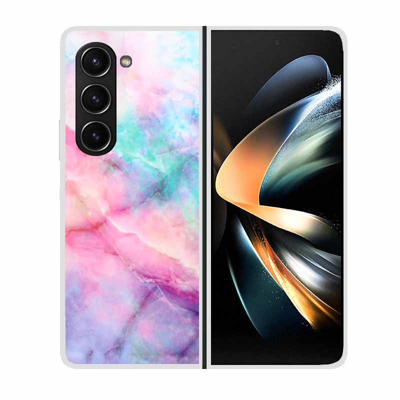 For Samsung Galaxy Z Fold 5 ZFold5 Cases Marble Transparent Shockproof Protection Hard Back Cover For Samsung Z Fold 5 5G Cases