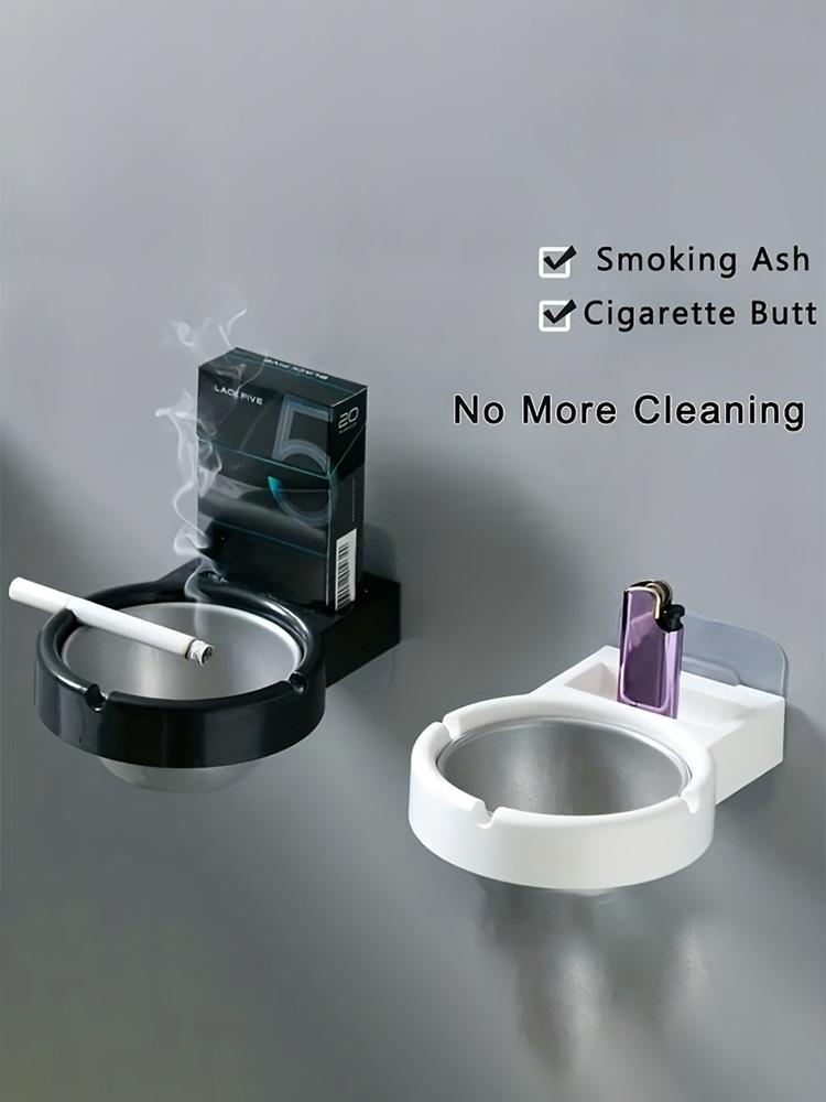 Windproof Stainless Steel Wall Mounted Ashtray - Minimalist Design for Home, Office, Indoor/Outdoor Use Smokeless Ashtray