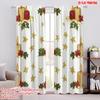 2pcs,2D Plane Printing Popular Curtain Panels Christmas Candles Holly Bow (2) 100% Polyester (without Rod) Festive for Living