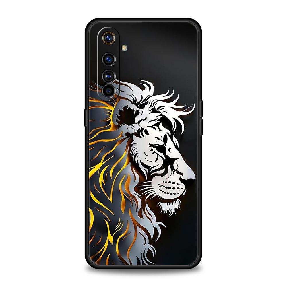 

Cross Pattern Bicolor Lion Case For Realme C67 C63 C55 C53 C35 C25 C21 GT 2 3 5 6 10 11 12 13 Pro Plus 5G Soft TPU Phone Cover Realme C25