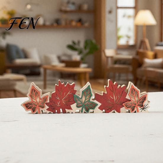 Rustic Maple Leaf Wood Signs Fall Thanksgiving LED Tabletop Decor, Harvest Themed Lighted Wooden Indoor Decor Centerpiece, Autumn Table Ornament