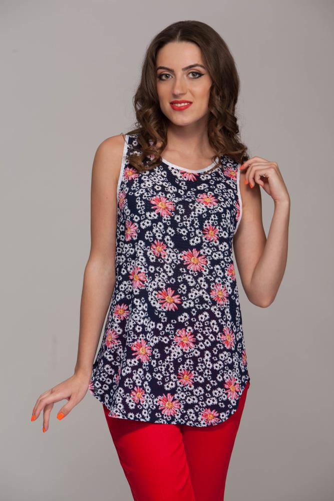 

Блуза в серцях без рукавів 40 каталіна синього кольору