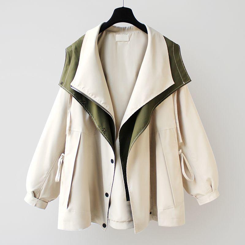 New Arrival Korean Style High-end Women's Fashion Casual Pop-Up Workwear Coat Mid-length Tailored Windbreaker with Waist Tie