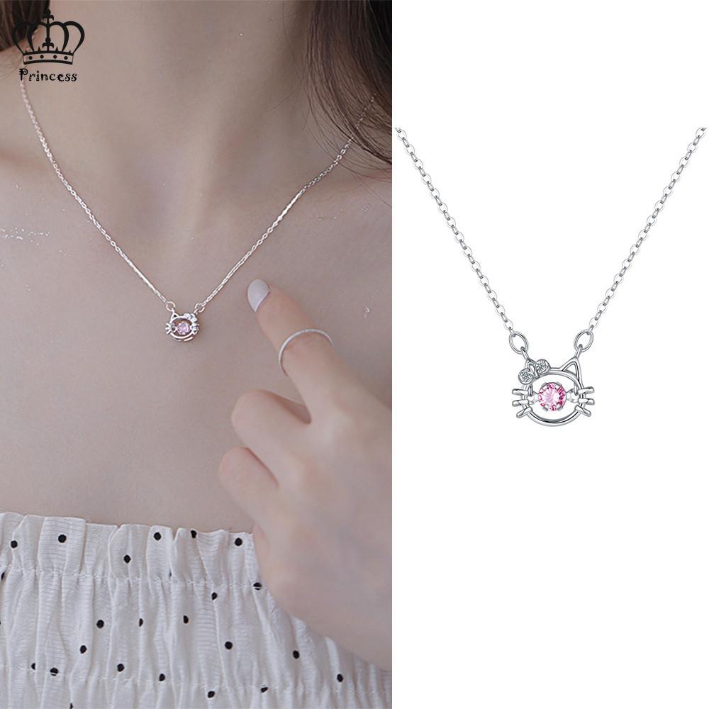 

IF ME Hello Kitty ожерелье для женщин сладкий розовый кот серебряная резная цепочка модные аксессуары ювелирные изделия