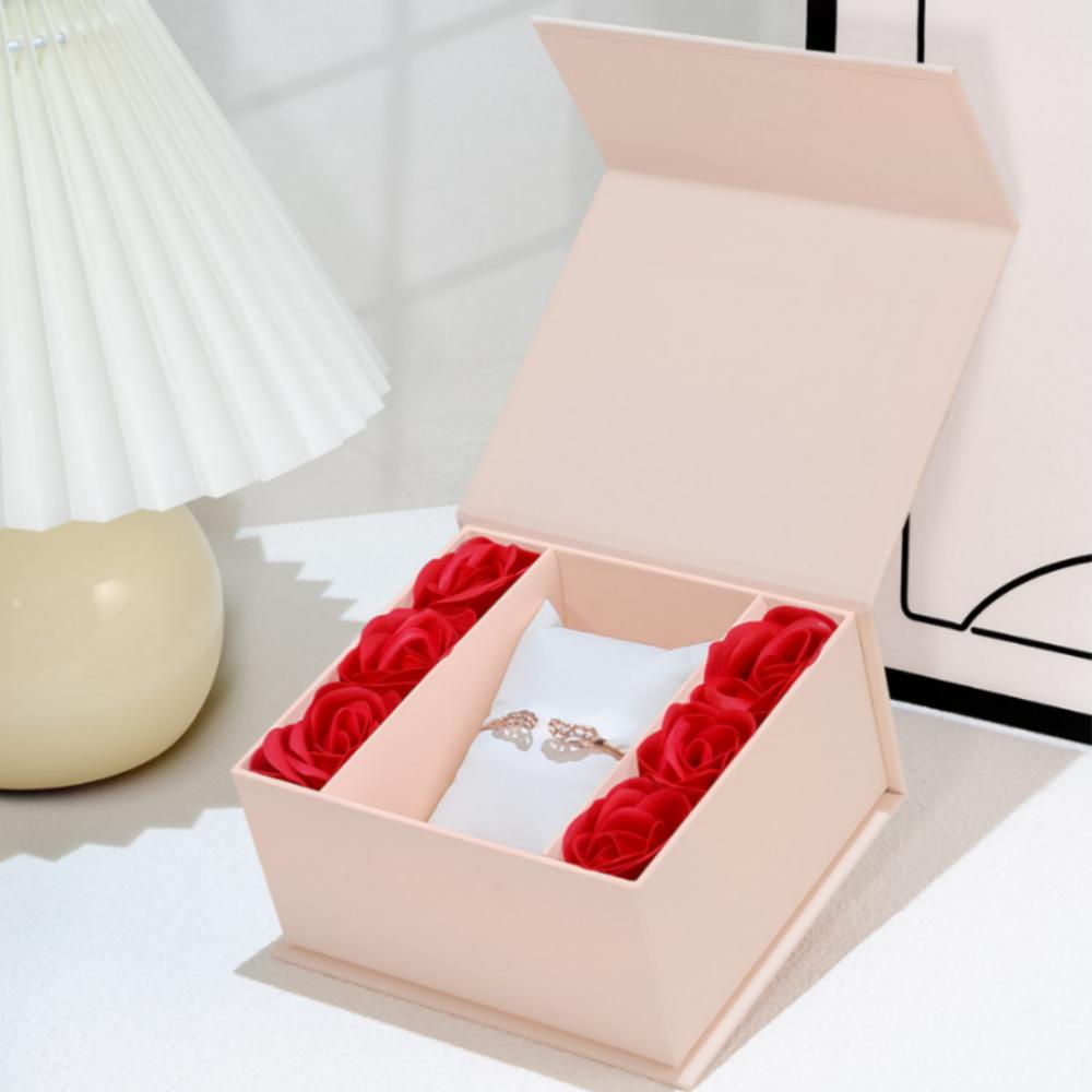 Flip Up Watch Box With Soap Rose Artificial Flowers Wristwatch Display Case Bracelet Jewellery Gift Packaging Box for Men Women
