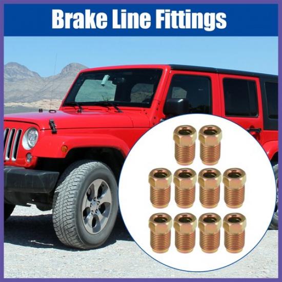 10 Pcs M10x1.0 Threads Car Brake Line Fittings for 3/16" Steel Brake Line Tubing