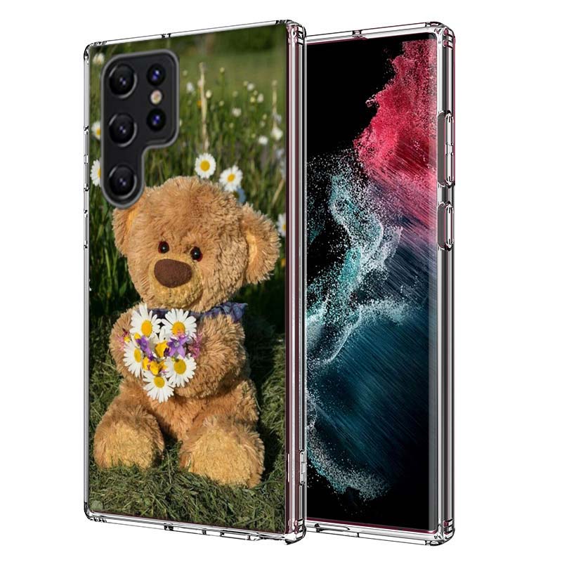 Funny And Cute Bear Capa Phone Case For Samsung S26 Ultra S25 Edge Galaxy S23 S21 S20 S24 FE S22 S10 Plus Cover Clear TPU Shell