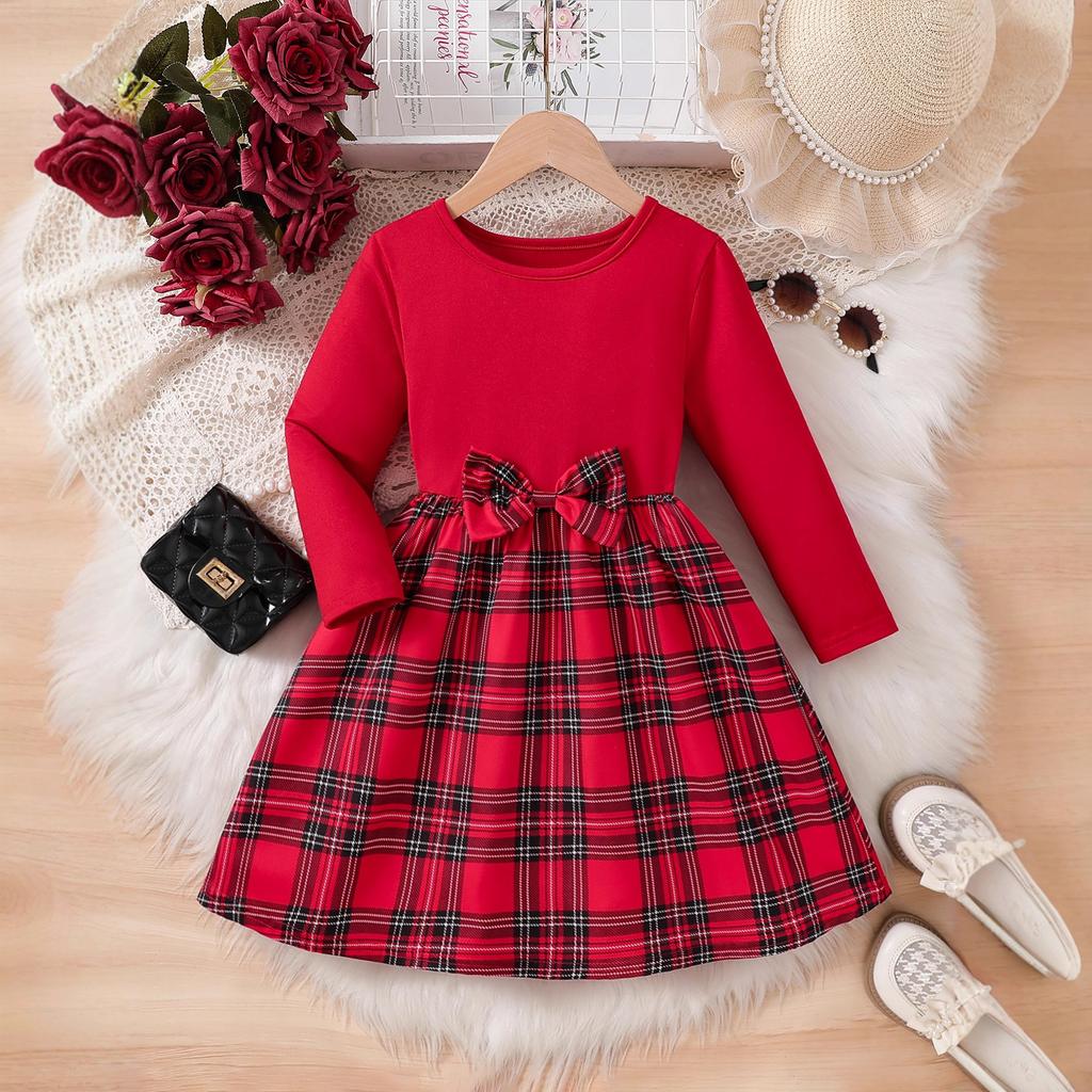 Girls' Red  Dress Spring/Fall Children's Fashion Long-Sleeve Princess Dress