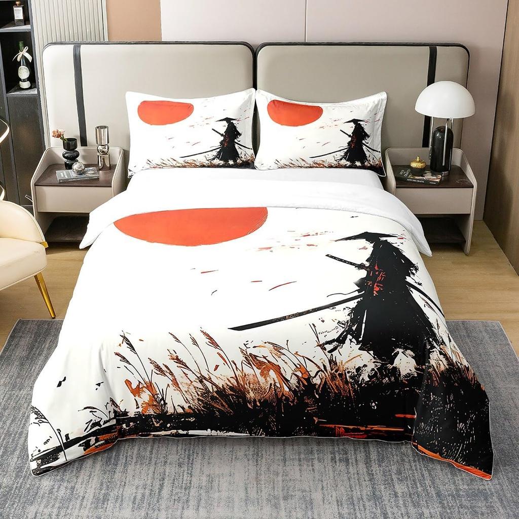 Plum Blosom Floral Soft Duvet Cover Quen King-Sized Dimensionsd Dimensions Ancient Style Red Maple Leaf Natural Scenery Beding Set Rom Decoration 3