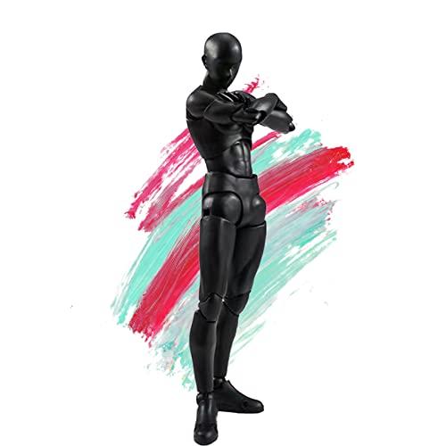 

Gnallang Drawing Doll, Articulated with Stand, Changeable Gestures, Cartoon Model, Muscular Male Figure - Black