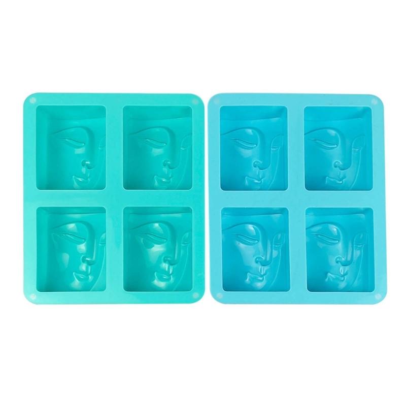 4 Holes Buddhas Portrait Silicone Mould Human Face Candle Molds Soap Molds Resin Casting Molds DIY Cake Making Supplies