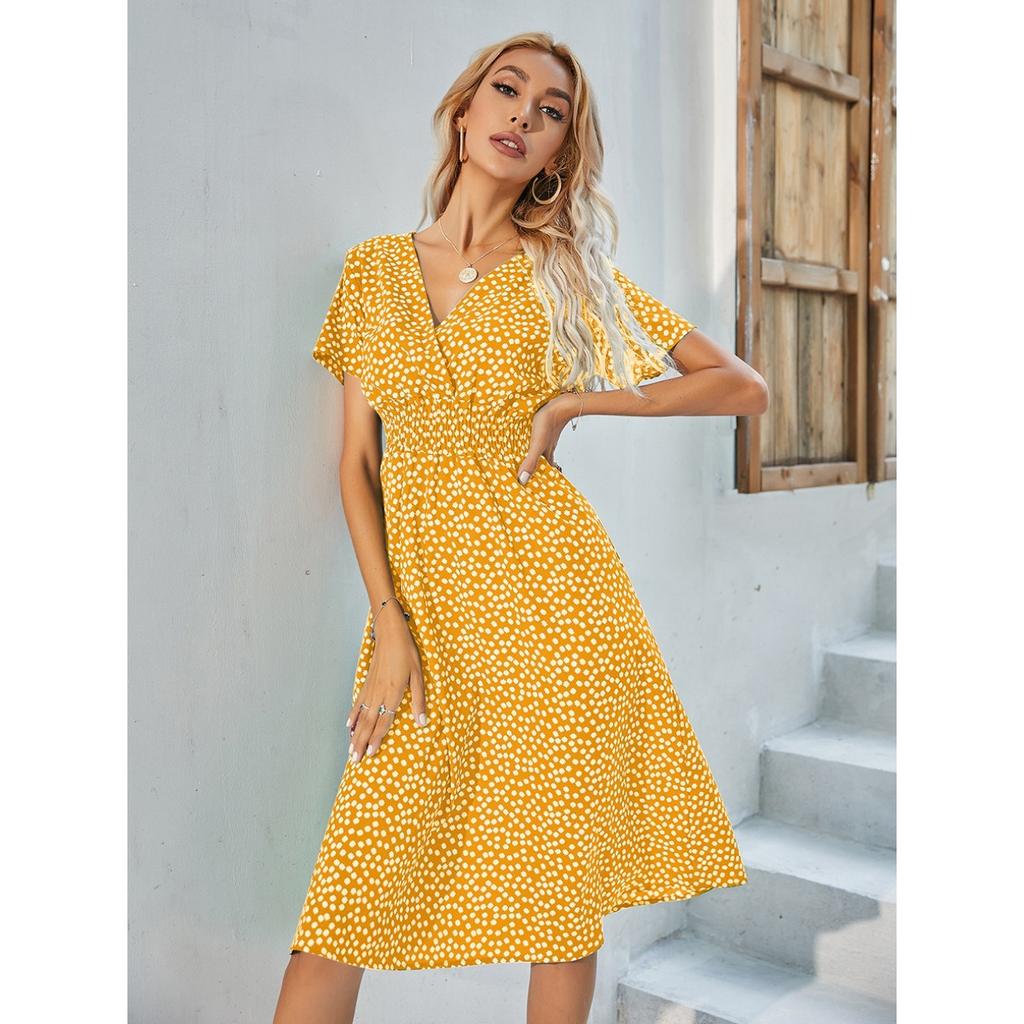 Summer floral print short-sleeved dress