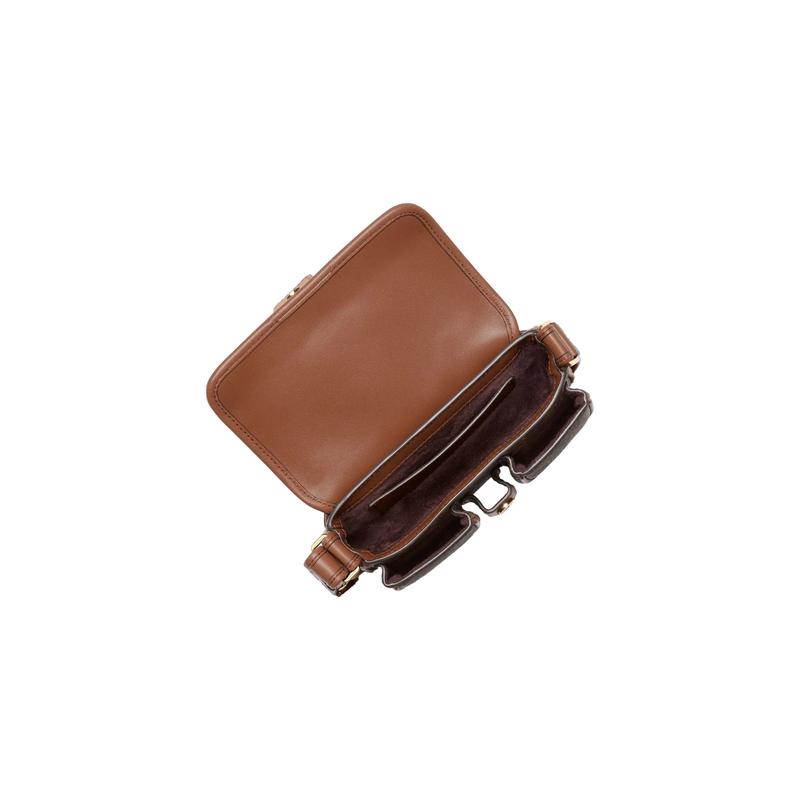 MICHAEL KORS Colby cow leather logo print handbag regular women's dark brown with acorn brown
